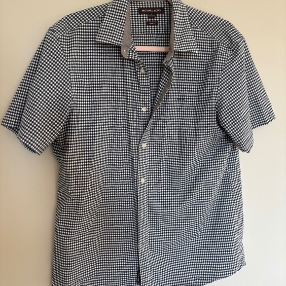 Michael Kors Checkered Short Sleeve Men's Shirt - Large - Picture 1 of 3